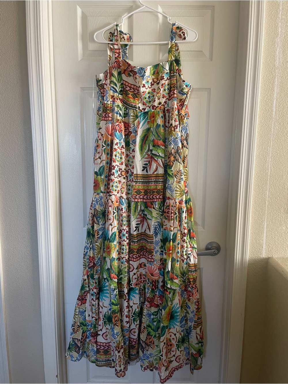 AQUA Multicolor Floral Maxi Dress with Green and Blue Accents